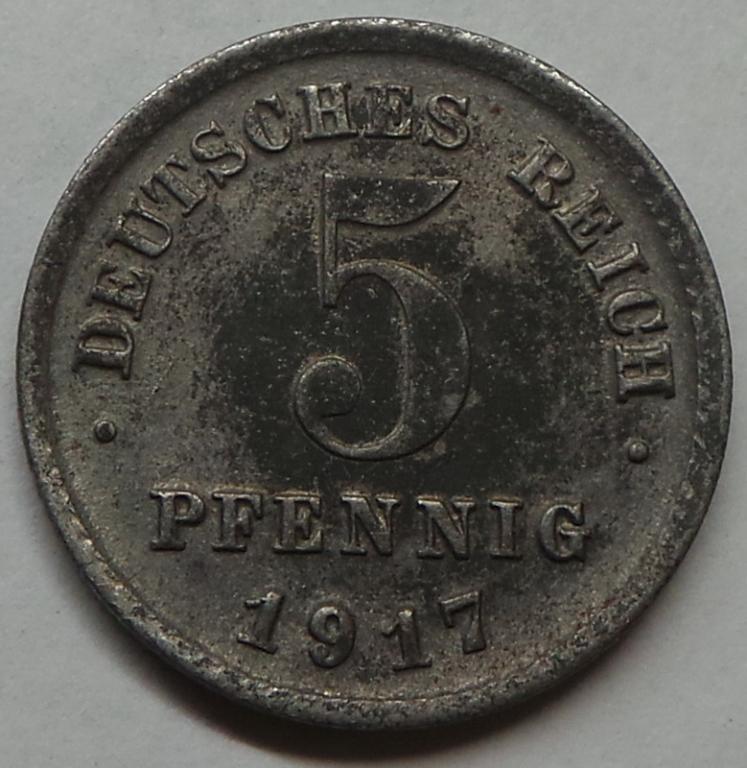Германия 5 пфеннигов 1917 F года КМ#19