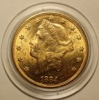 20 Долларов 1884 год. США. Золото 900 пробы - 33.34 грамма. Штемпельный блеск. Редкость!