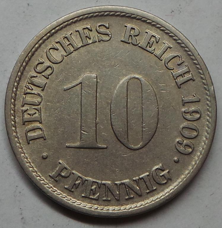 Германия 10 пфеннигов 1909 F года (1) КМ#12