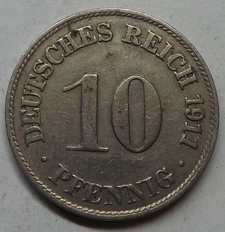 Германия 10 пфеннигов 1911 D года (2) КМ#12
