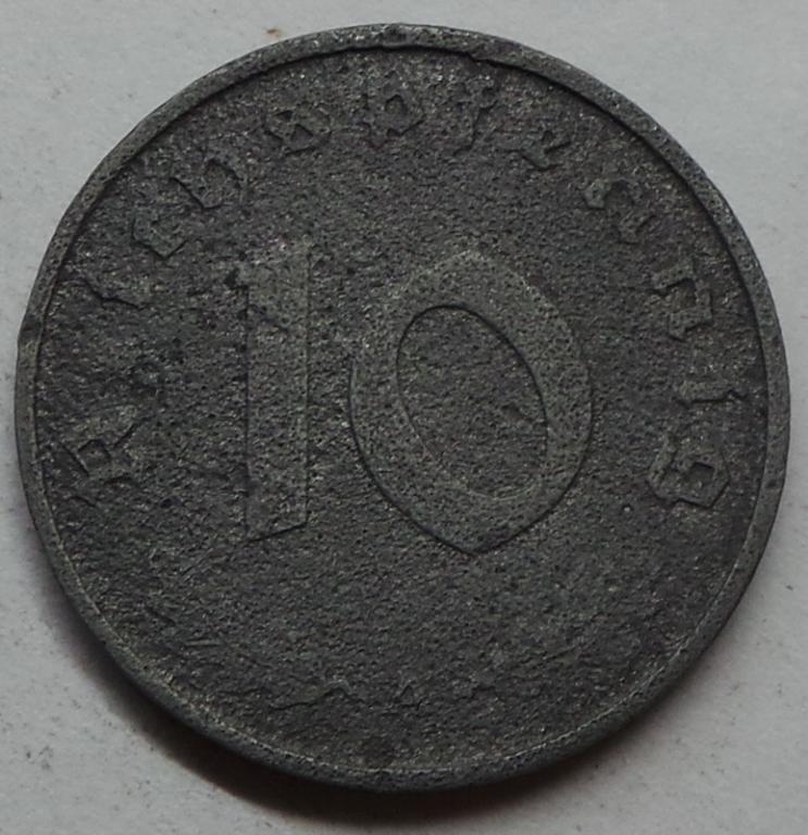 Германия 10 пфеннигов 1942 A года (рейхспфеннигов) (5) КМ#101