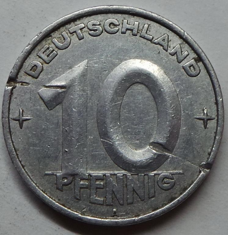Германия 10 пфеннигов 1952 A года ГДР (5) КМ#7