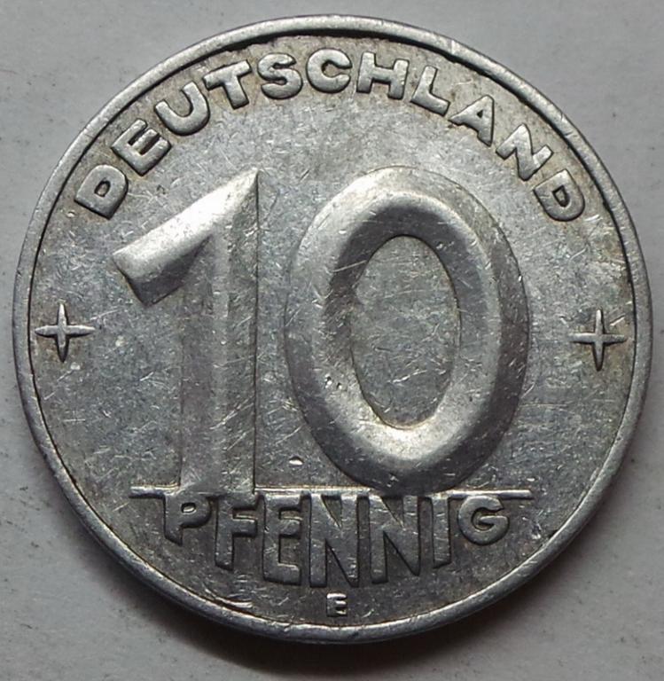 Германия 10 пфеннигов 1953 E года ГДР КМ#7