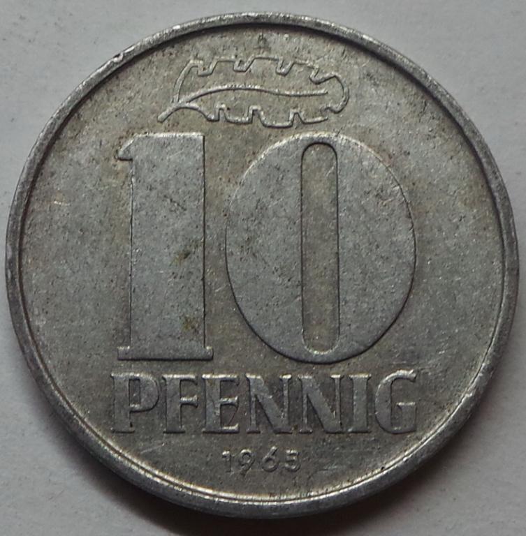Германия 10 пфеннигов 1965 A года ГДР (1) КМ#10