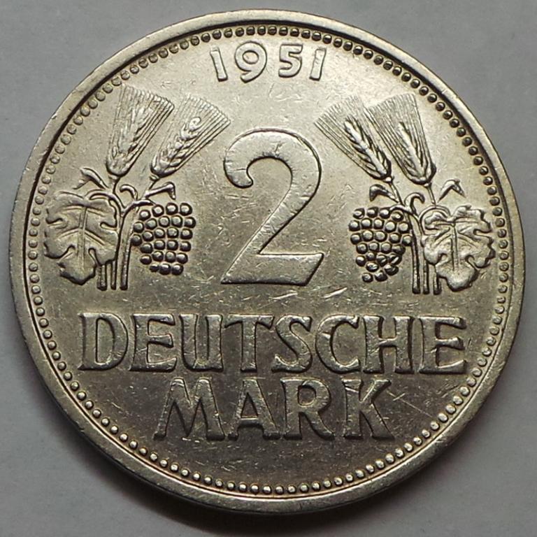 Германия 2 марки 1951 G года ФРГ КМ#111