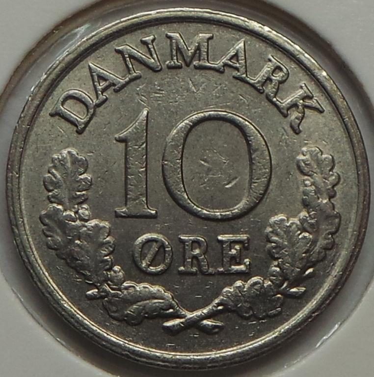 Дания 10 эре 1966 года КМ#849.1
