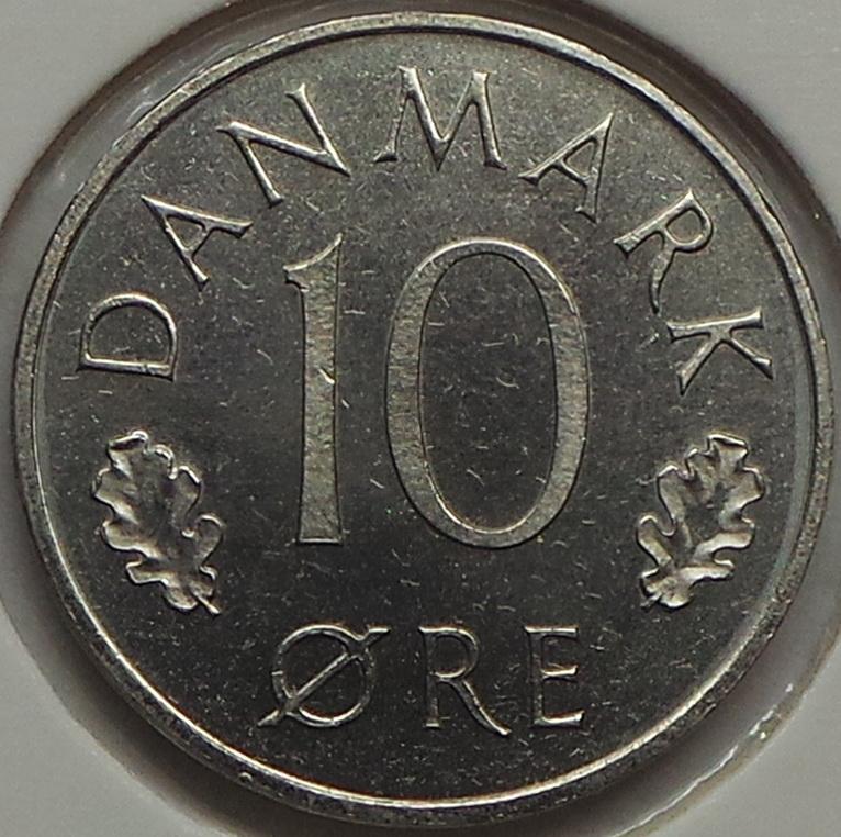 Дания 10 эре 1973 года КМ#860.1