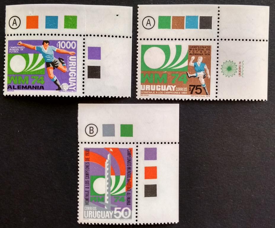Уругвай ЧМ 1974 3м Мих 1302-1304**