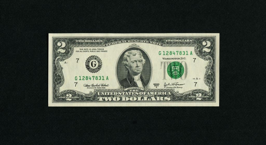 2 доллара. 2003 год. США. "G"- Банк Чикаго. UNC. # 4194.