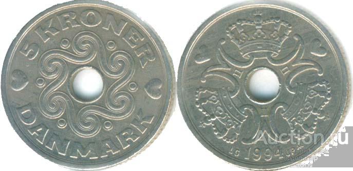 Дания 5 крон 1990 года