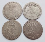 4 редкие монеты: 6 грошей 1756 А, 6 грошей 1756 В, 6 грошей 1757 С, 6 грошей 1756 без букв оригинал!