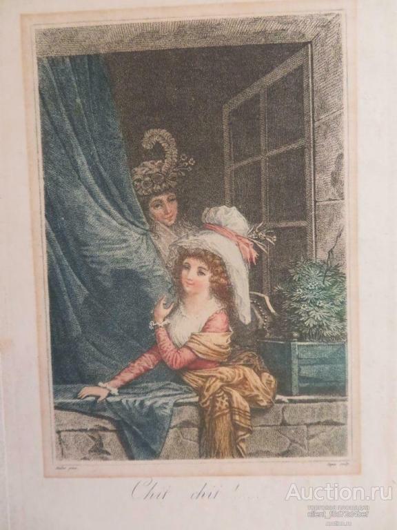 Антикварная французская гравюра «Крошки, крошки» Жак Луи Копия (1764 - 1799)