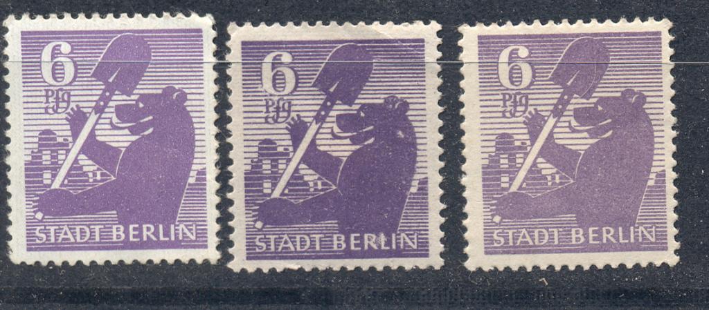 Берлин (оккуп. зона) 1946 г. стандарт (оттенки цвета) негашеная* (клей, наклейка)