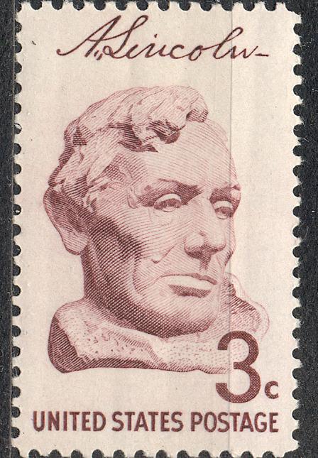 США 1959 г. марка из серии А. Линкольн  негашеная**