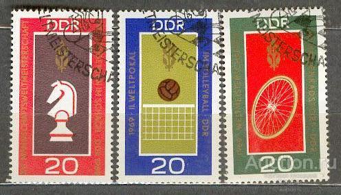Германия ГДР 1969 спорт  шахматы волейбол велоспорт