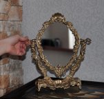 Латунное настольное поворотное зеркало. Франция.