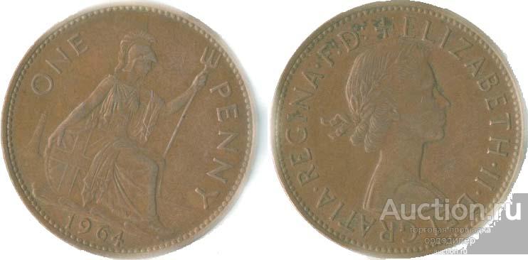 Великобритания 1 пенни 1966 года