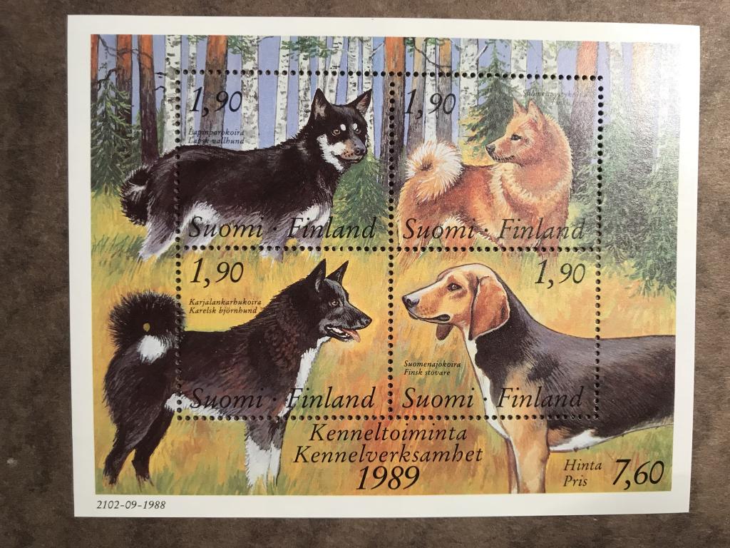 Финляндия, 1989, блок№ 5 чистый MNH, собаки