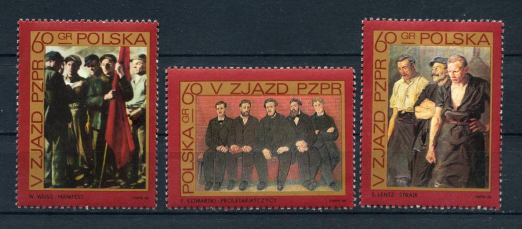 Польша. Живопись. Пятое заседание польской рабочей партии. Серия 3 марки. 1968**