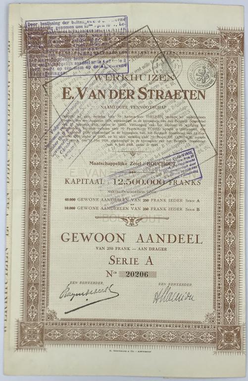 Голландия, Ценная бумага 1924-1928г., Werkhutzen E Van Der Straeten