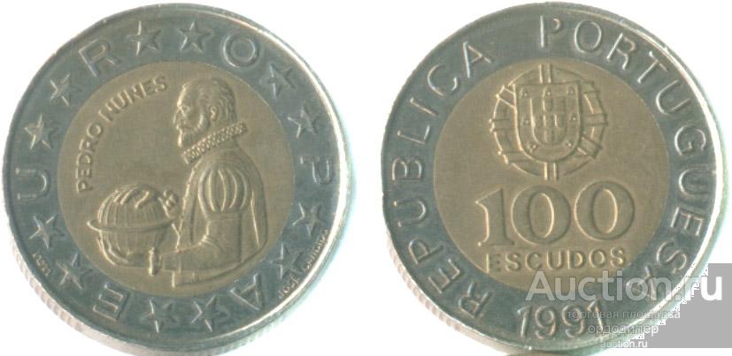 Португалия 100 эскудо 1990 года. БИМЕТАЛЛ