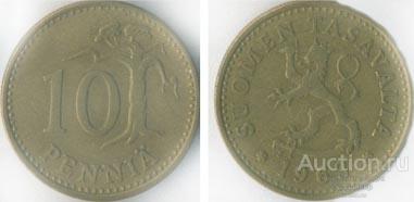 Финляндия 10 пенни 1975 года