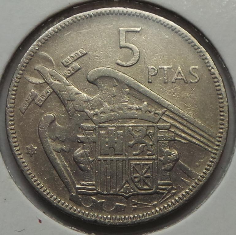 Испания 5 песет 1957 (57) года КМ#786