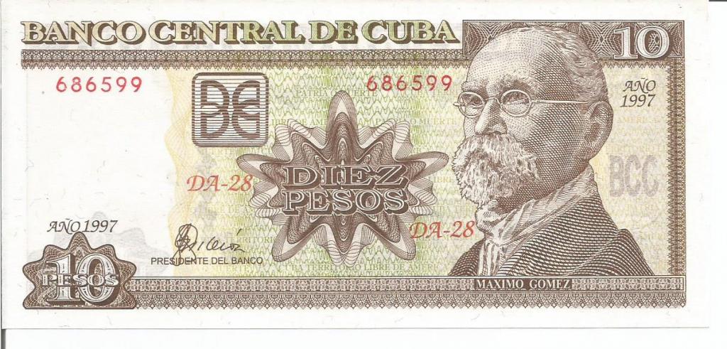 Куба  10  песо  1997  года  пресс  UNC   (Р-117a)