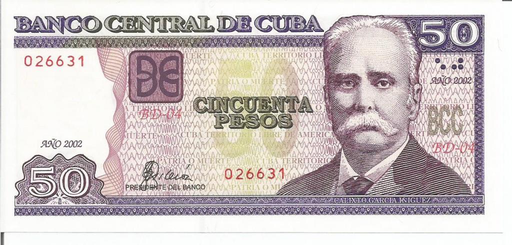 Куба  50  песо  2002  года  пресс  UNC   (Р-123a)