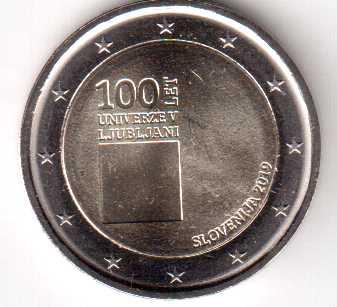 2 евро Словения 2019 100 университету в Любляне