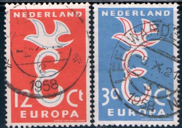 Нидерланды,1958 г.,MiNr.718-719,полная серия 