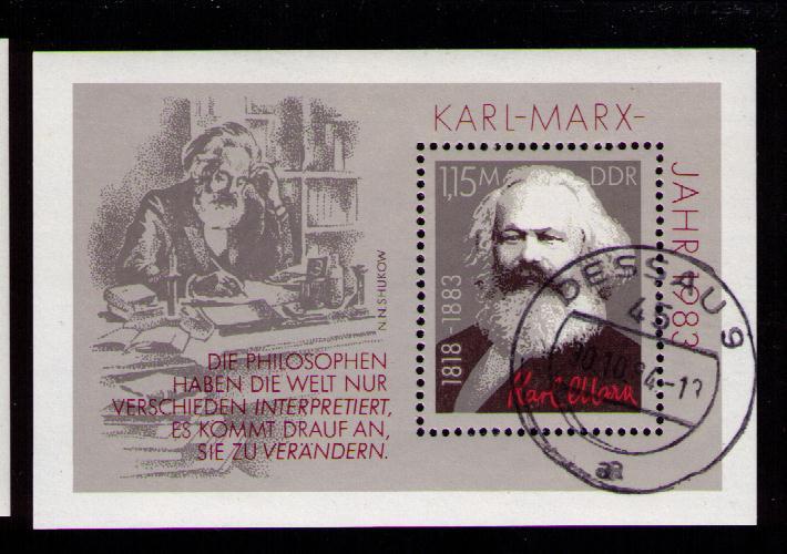 ГДР Германия 1983 Маркс Блок гаш.