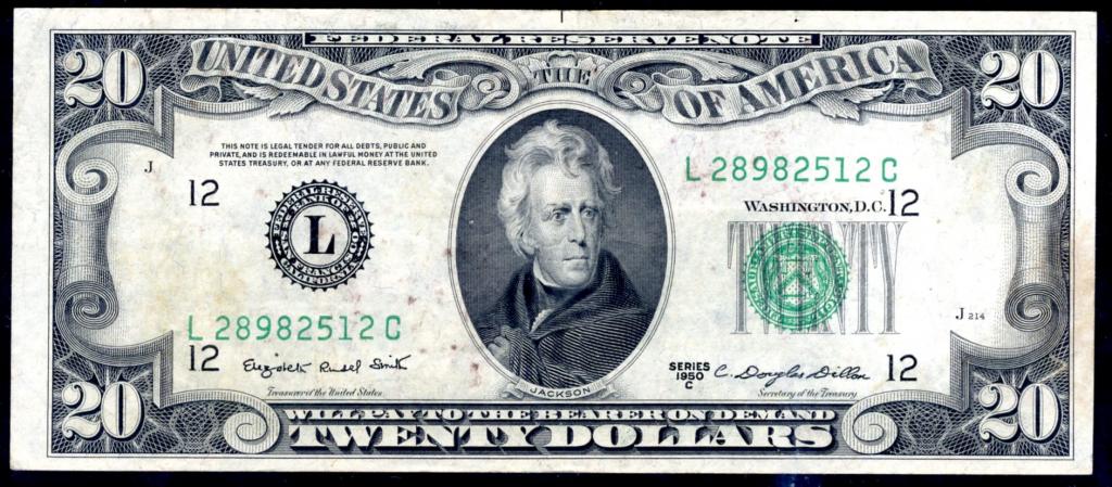 США 20 долларов 1950-C года (Fr#2062-L) Federal Reserve Note
