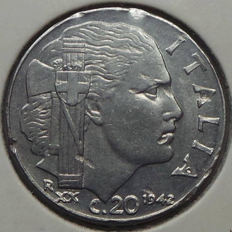 Италия 20 чентезимо 1942 R Yr. XX года (2) КМ#75b