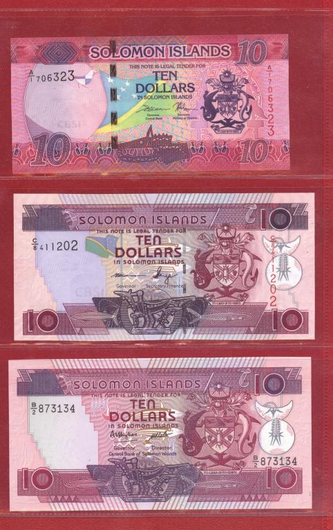 Соломоновы острова 10 долларов 1986 год 2006 и 2017 P# 15а UNC пресс