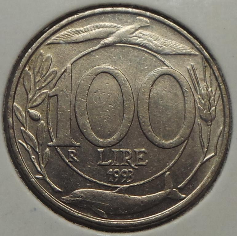 Италия 100 лир 1993 R года (1) КМ#159