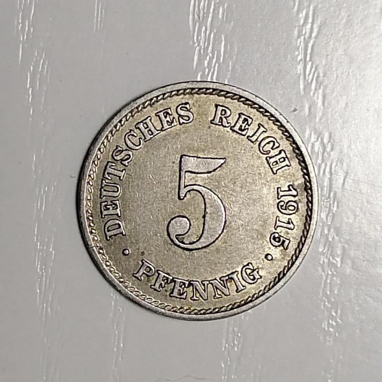 5 пфенинга 1915 е. Редкие!