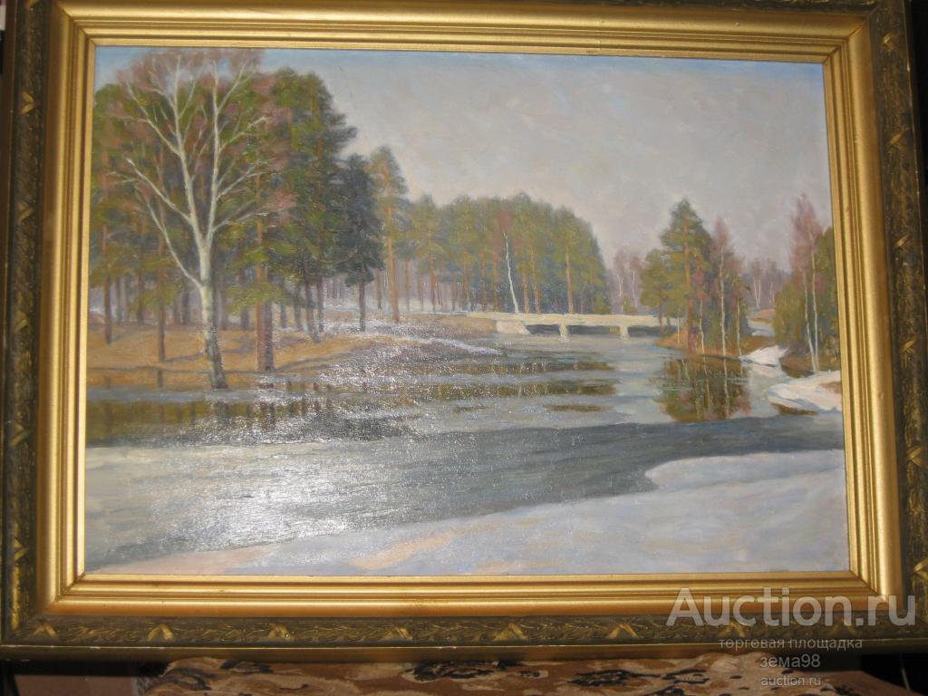 Картина "Весна на Умочи". Масло. Картон.