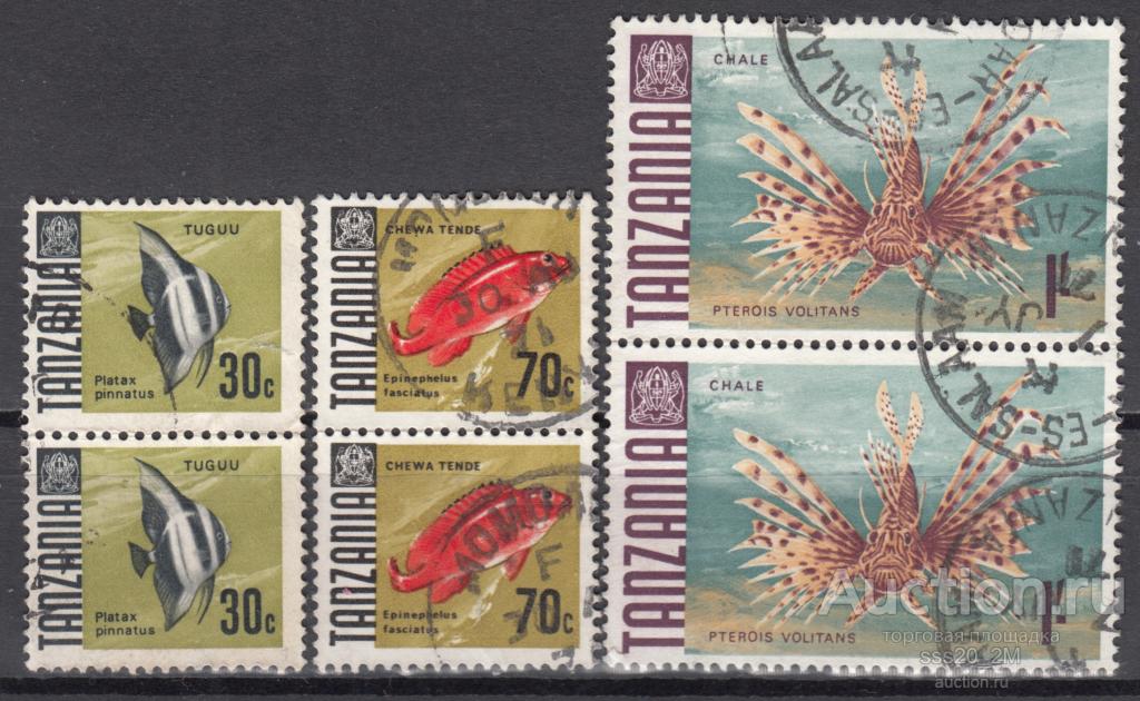 Танзания 1967 рыбы Mi23,27,28 пары