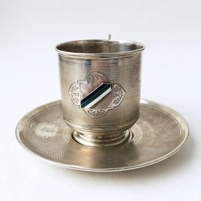 Чайная пара - состояние - 1881г серебро 84 пробы