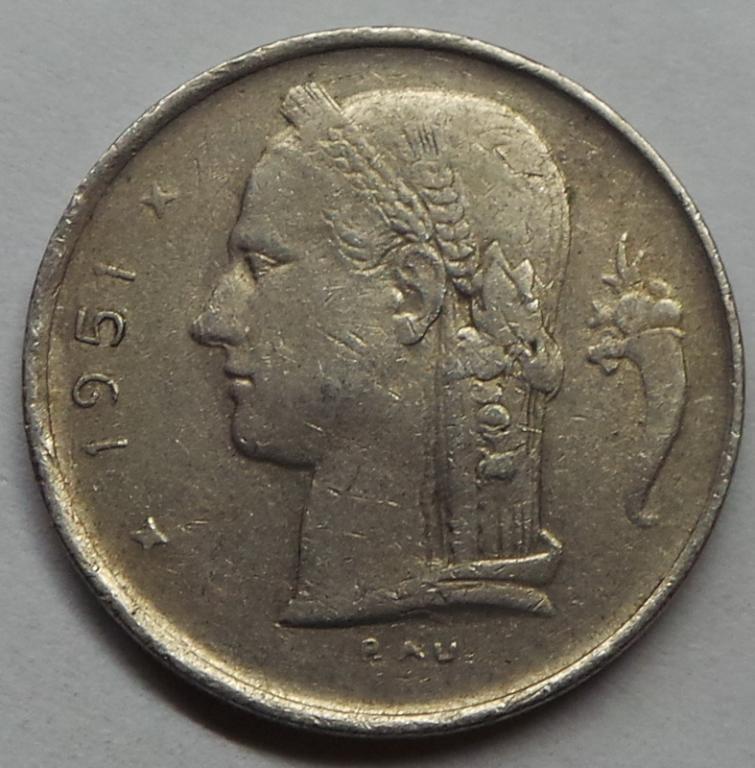 Бельгия 1 франк 1951 года (2) КМ#143.1