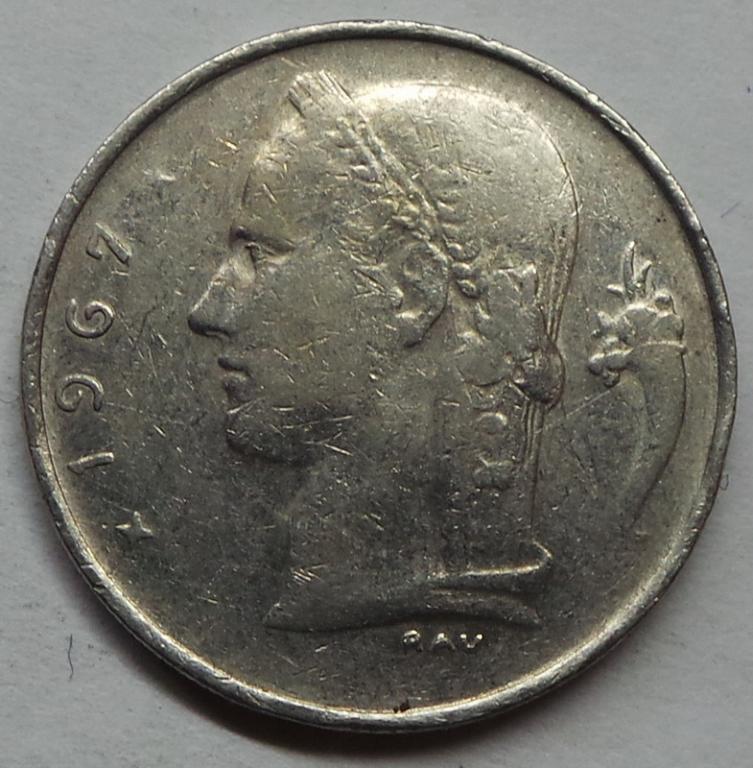 Бельгия 1 франк 1967 года (2) КМ#142.1