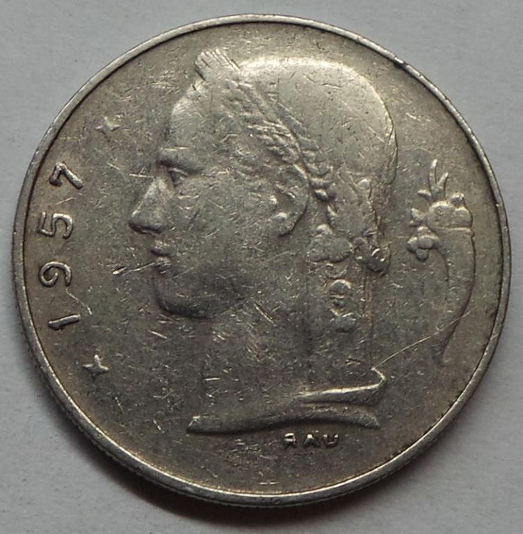 Бельгия 1 франк 1957 года (2) КМ#143.1