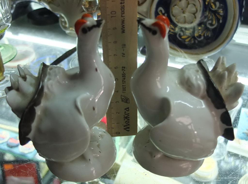 фарфоровые статуэтки Павлины,пара, фарфор ЛФЗ