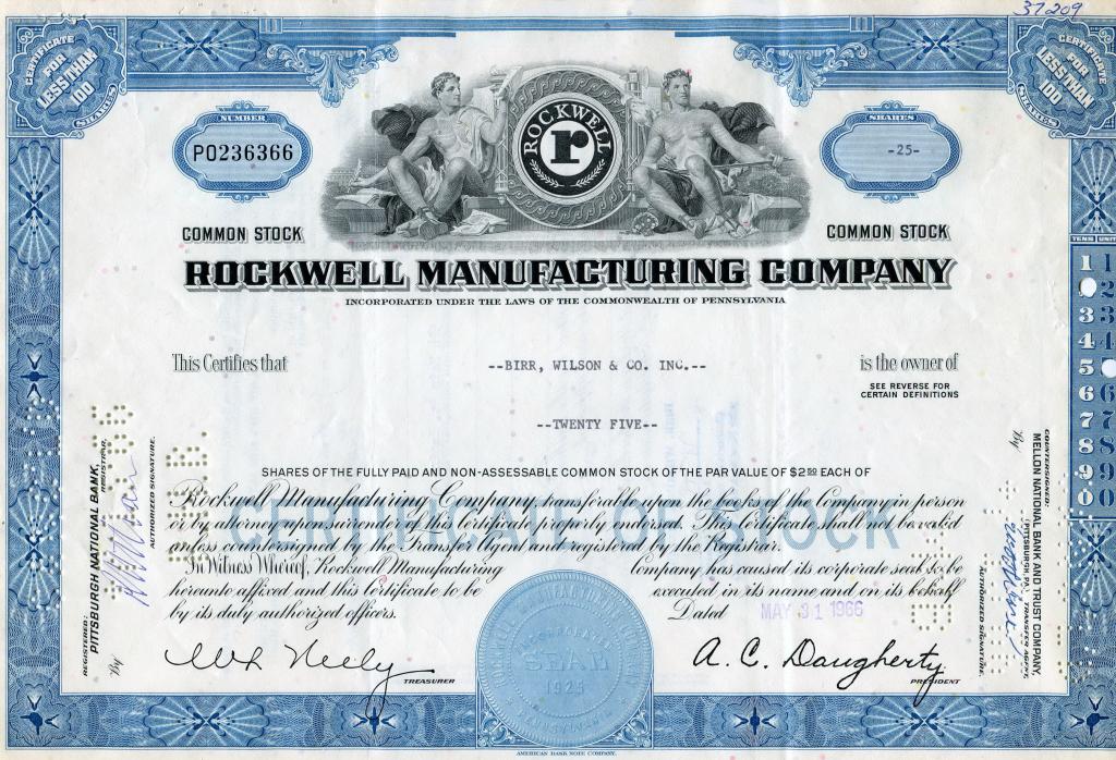 сша акция 1925 г Rockwell 25