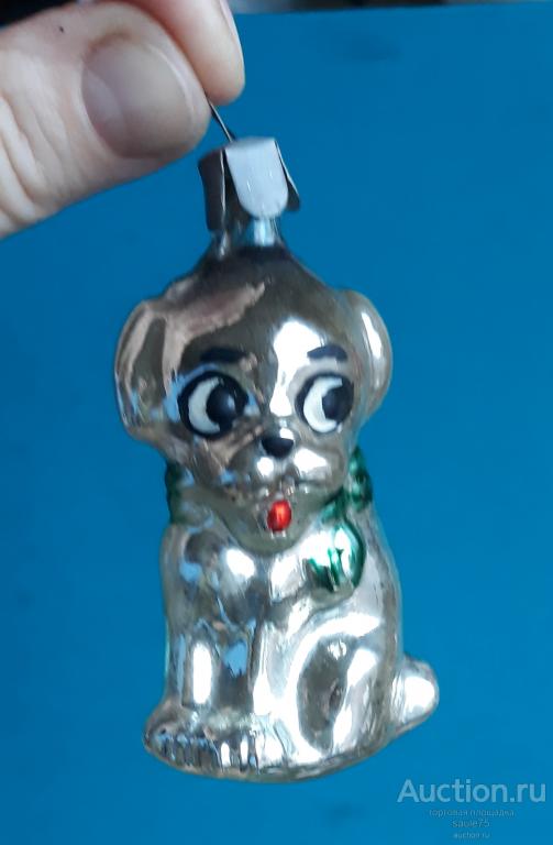 Ёлочная игрушка СОБАЧКА с БАНТОМ