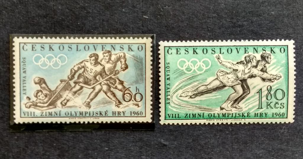 Чехословакия Скво-Вэлли 1960 2м в т. ч. хоккей  Мих 1183-1184**