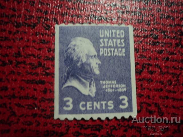 Марки.США.1938 г.Персоналии.Президенты США.Джефферсон.Mi # 414 Е**