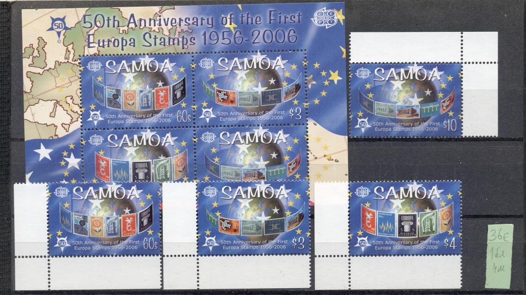 Самоа 2006 г. серия  и блок 50 лет маркам СЕПТ негашеная**