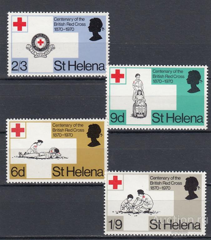 ST.HELENA  СВ.ЕЛЕНА Красный крест Серия 1970 Наклейки! Сост*